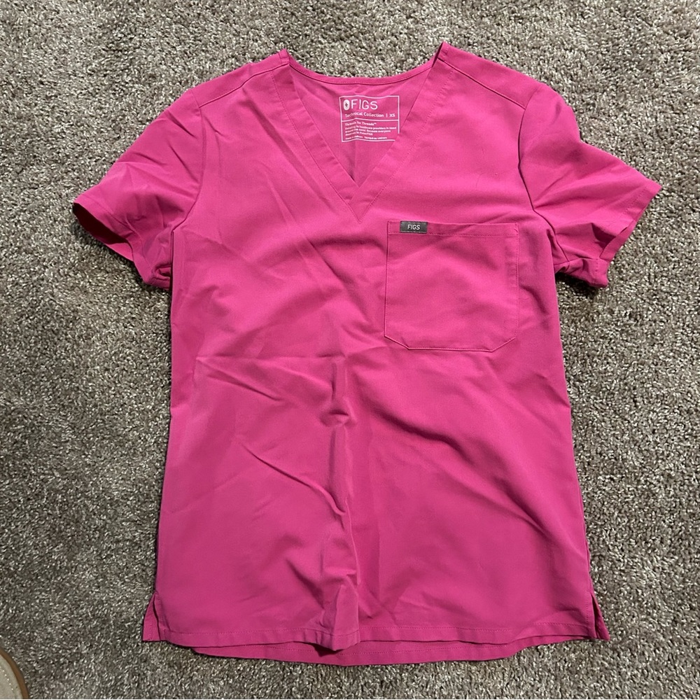 Figs Catarina One-Pocket Scrub Top Electric Orchid